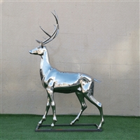 Mirror stainless steel simulated deer sculpture stainless steel spotted deer sculpture