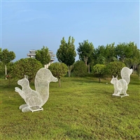 Stainless steel hollow squirrel sculpture, stainless steel wire woven squirrel sculpture
