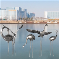 Stainless steel crane sculpture manufacturer