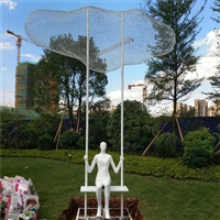 Stainless steel wire mesh cloud figure sculpture hollow cloud stainless steel sculpture