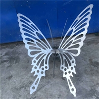 Brushed stainless steel hollow butterfly sculpture