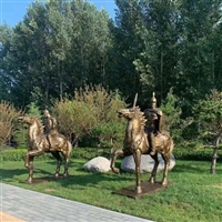 Western knight sculpture, equestrian warrior sculpture