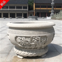 Granite carved flower bowl, temple stone carved flower pot case appreciation, customized Kai Rock stone carving according to needs