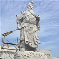 Fujian Stone Carving Guan Gong Guan Di Jun Sesame White Stone Guan Gong Exquisite Craftsmanship Kai Rock Industry
