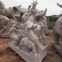 Sesame White Stone Carving Sheep Park San Yang Kai Tai Sculpture Exquisite Craftsmanship Kai Rock Industry