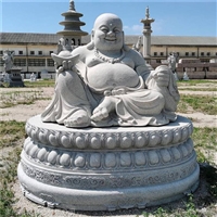 Fujian Stone Carving Maitreya Buddha Sitting Statue Laughing Buddha Bag Monk Stone Carving Temple Stone Carving Buddha Statue Supports Customization