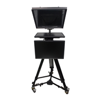 Studio news program recording, document shooting, dual screen camera, and teleprompter