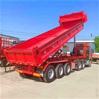 Electric tarpaulin rear flip dump semi-trailer front hydraulic top three axle rear flip dump truck Baosteel material