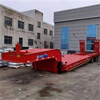 Complete vehicle configuration of four line eight axle low flatbed large item transportation pull-out semi-trailer