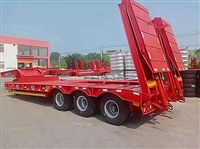 Double section hydraulic ladder truck, three line six axle low flatbed semi-trailer, forehead adjustable bulldozer, transport trailer