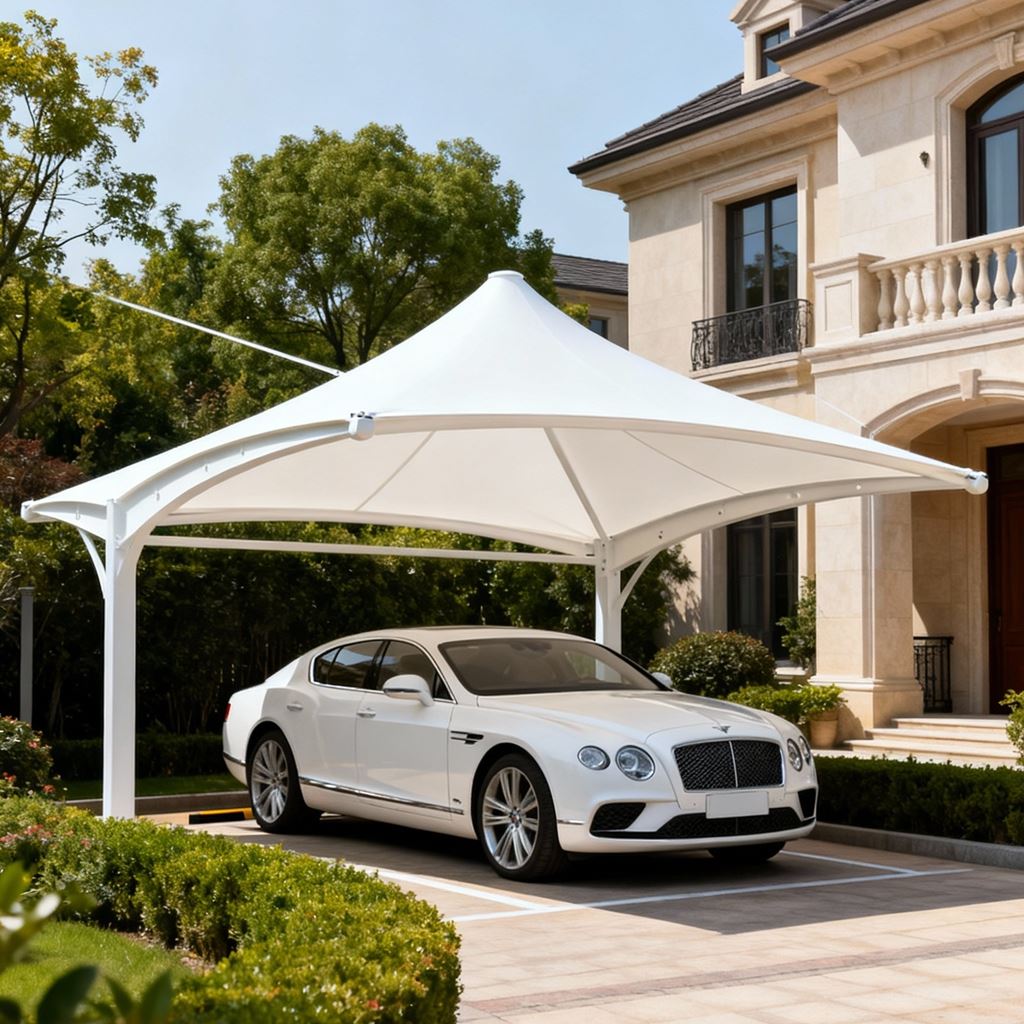 曲面膜结构排水车棚  大跨度车棚 