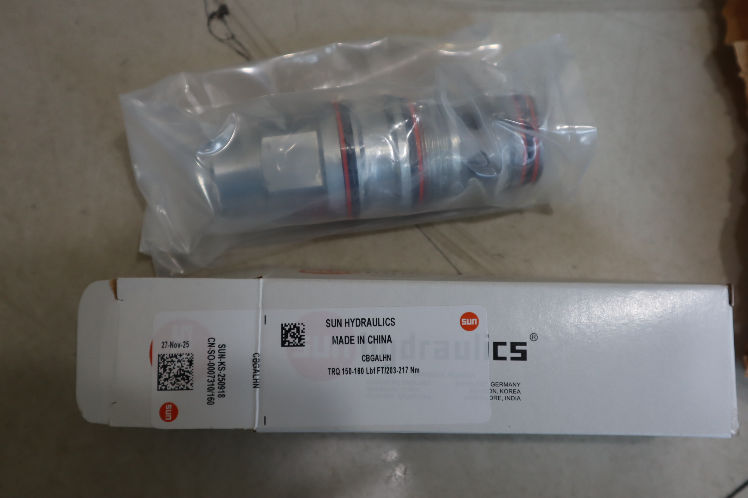 CBGALHN TRQ 150-160 LBF FT/203-217 NM 美国太阳SUN液压阀插装阀