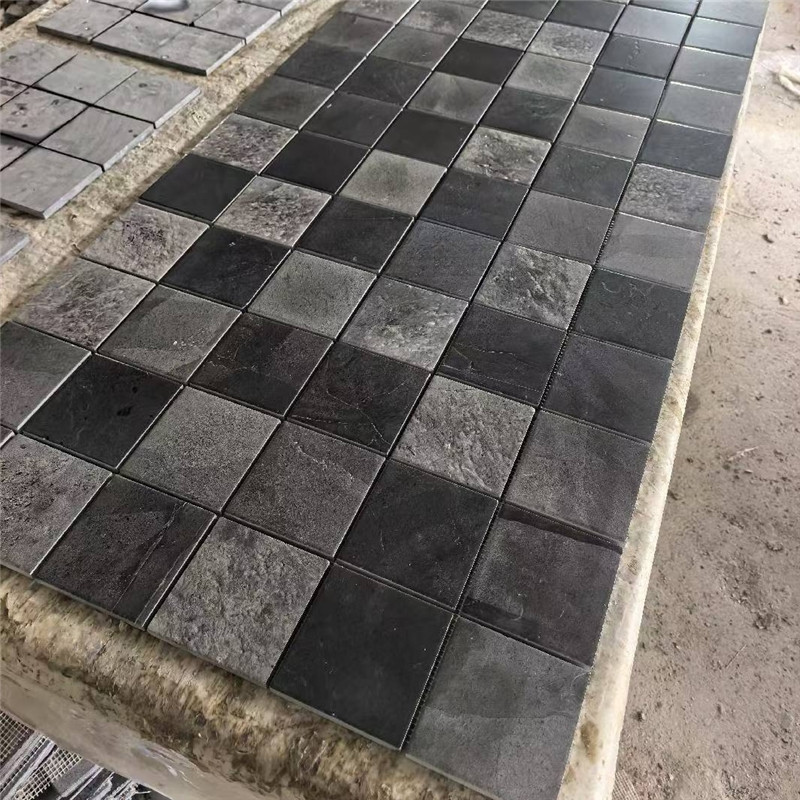 现代家居 伊朗银灰洞石马赛克 黑金莱姆石石灰石 少林黑加刷黑条石