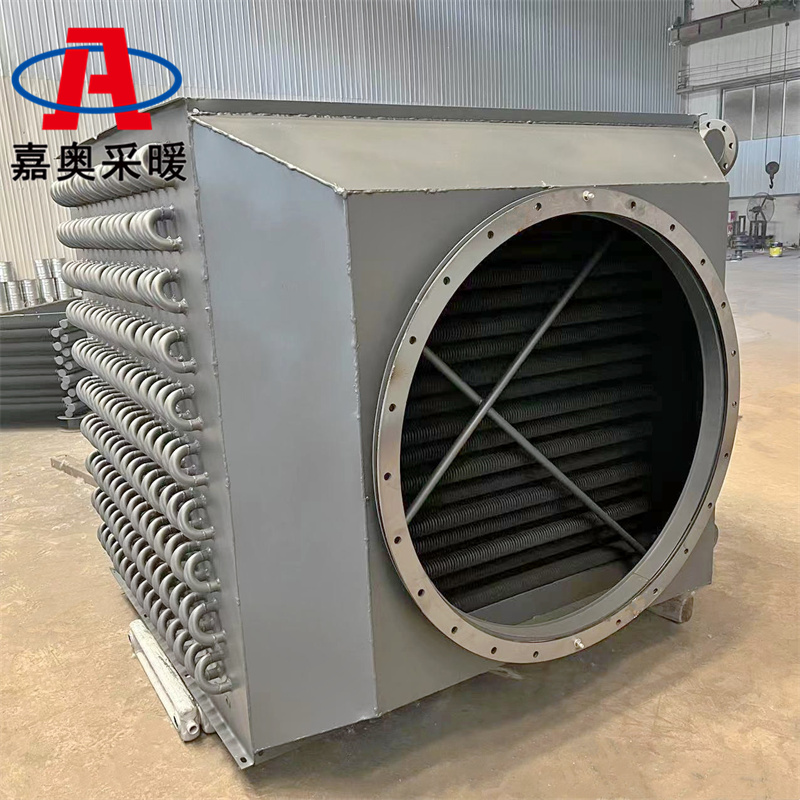 养鸡场用余热回收蒸发器冷凝器 不锈钢绕片式散热器安装图例