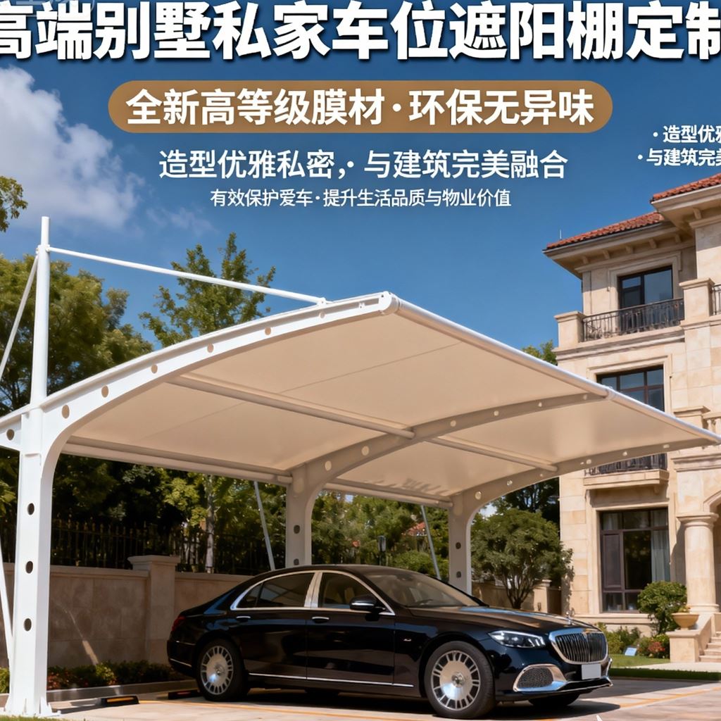 PVDF膜结构停车棚 双曲面车棚全新料膜材
