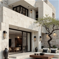 清新雅致 白色毛石背景墙贴面砖 超白洞石大理石石材 白石英文化石