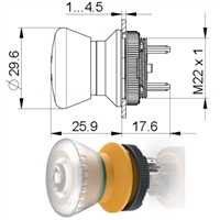 德国RAFI带灯透明急停开关22mm双路两通道紧急停止按钮选型