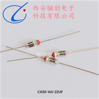 CA30-16V-22UF金属外壳电容器骊创供应CA30系列钽电容两端引线