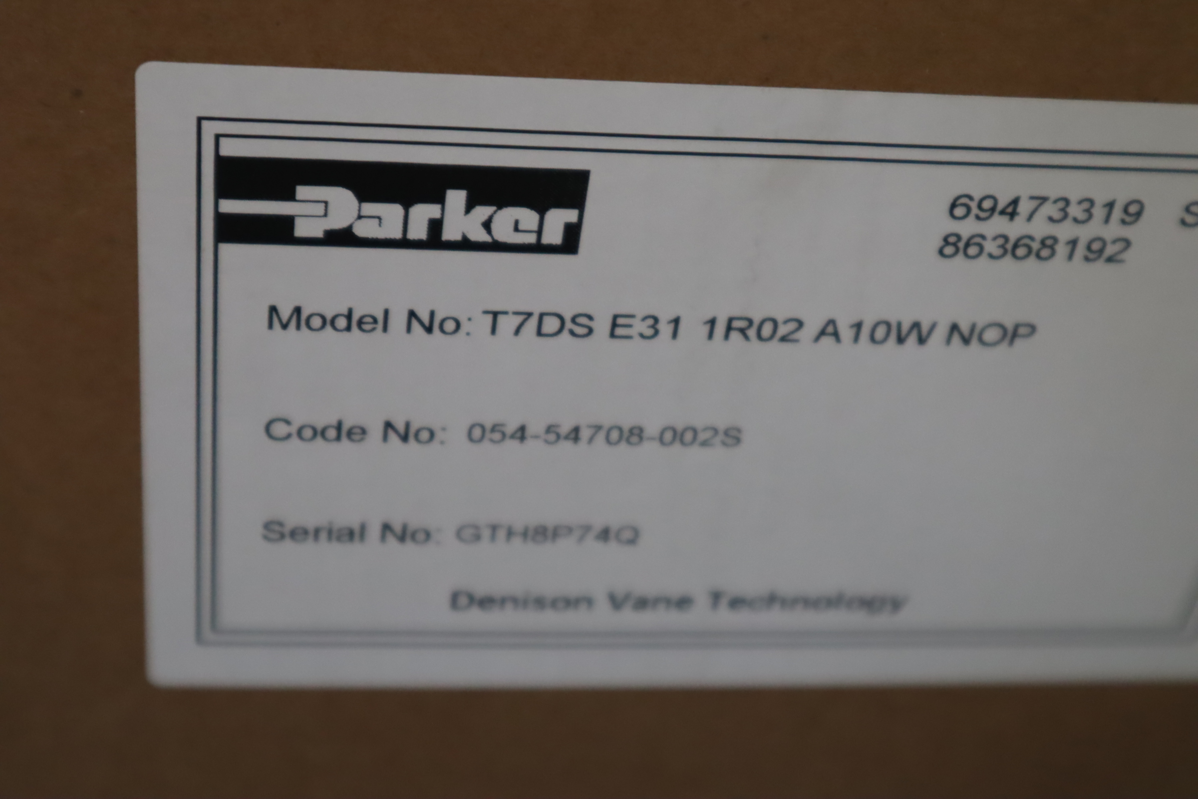 T7DS E31 1R02 A10W NOP 054-54708-002S 派克PARKER叶片泵DENISON