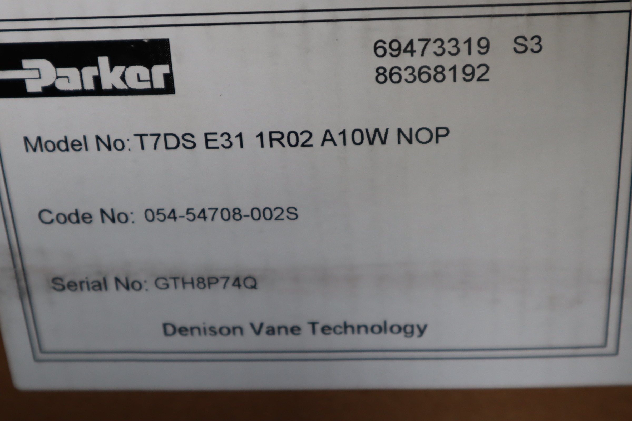 T7DS E31 1R02 A10W NOP 054-54708-002S 派克PARKER叶片泵DENISON