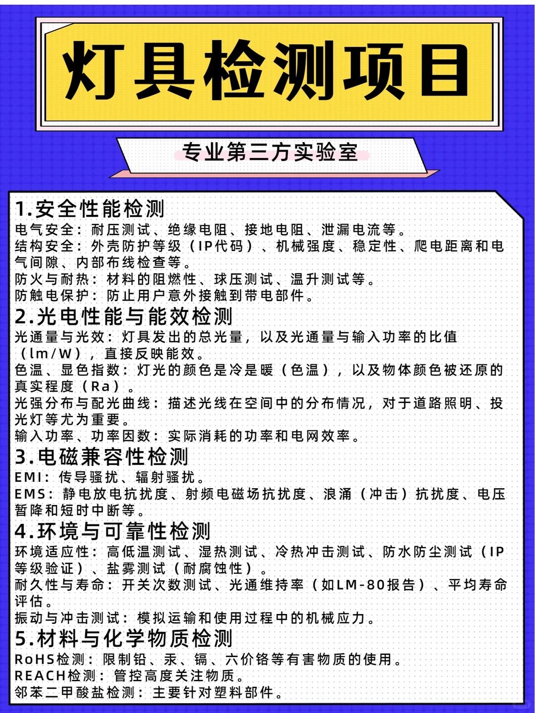 深圳节能灯检测办理 照明灯具检测是什么意思