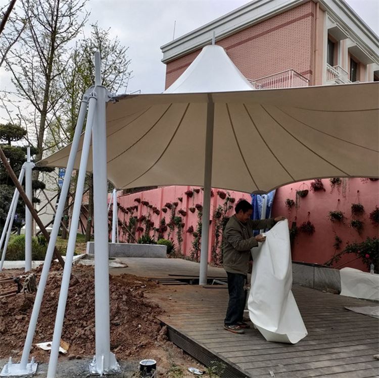 进口品牌膜材景观工程 步行街咖啡座外摆区伞盖 临时商业