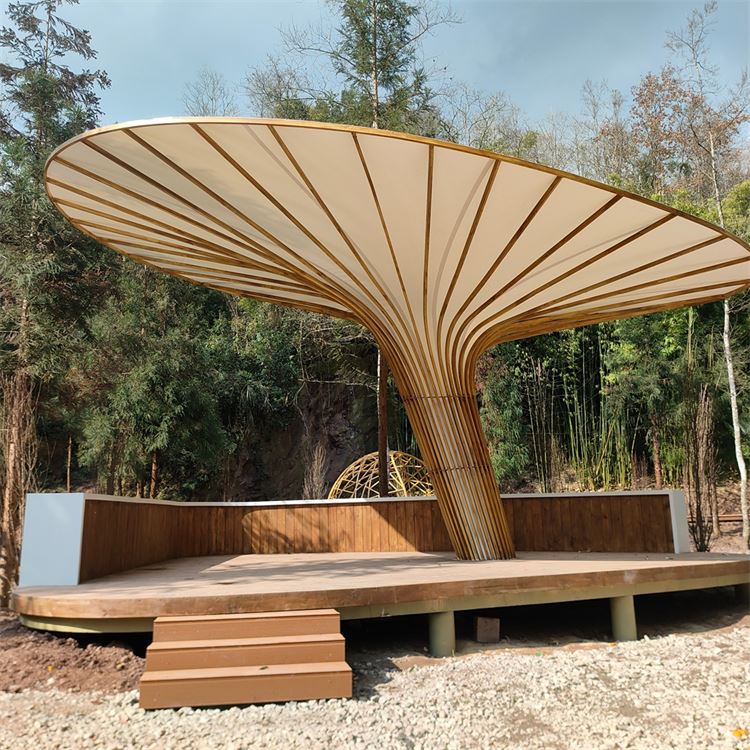 景观张拉膜 湖畔河边观景台遮阳伞 低碳环保