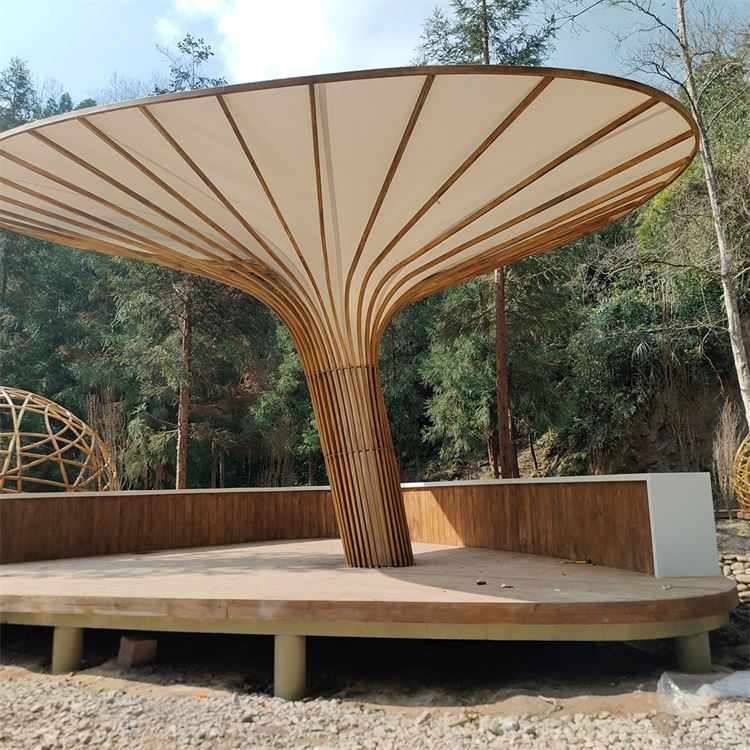 可拆卸移动膜结构市集  湖畔河边观景台遮阳伞 全周期服务
