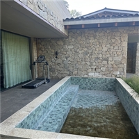 复古民宿 天然碎石拼接地板 满天星毛边文化石 黄锈石碎拼石