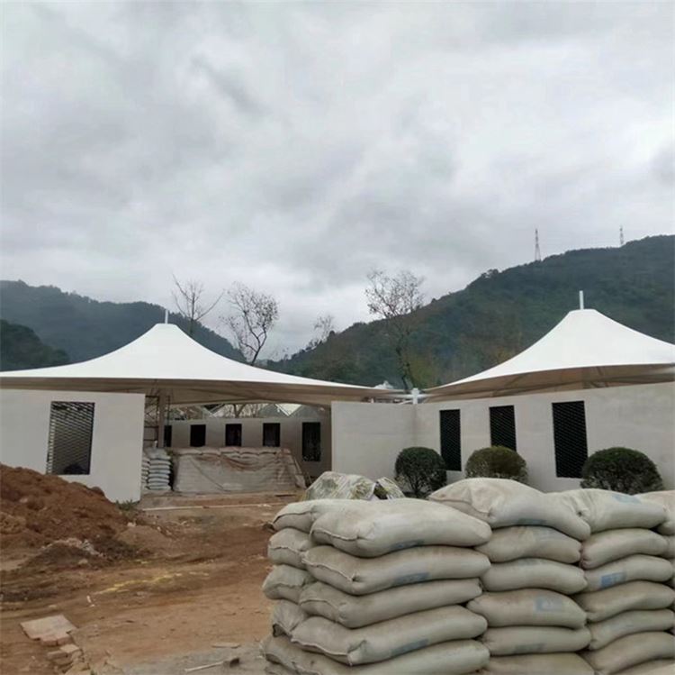 进口品牌膜材景观工程 湖畔河边观景台遮阳伞 延长客留