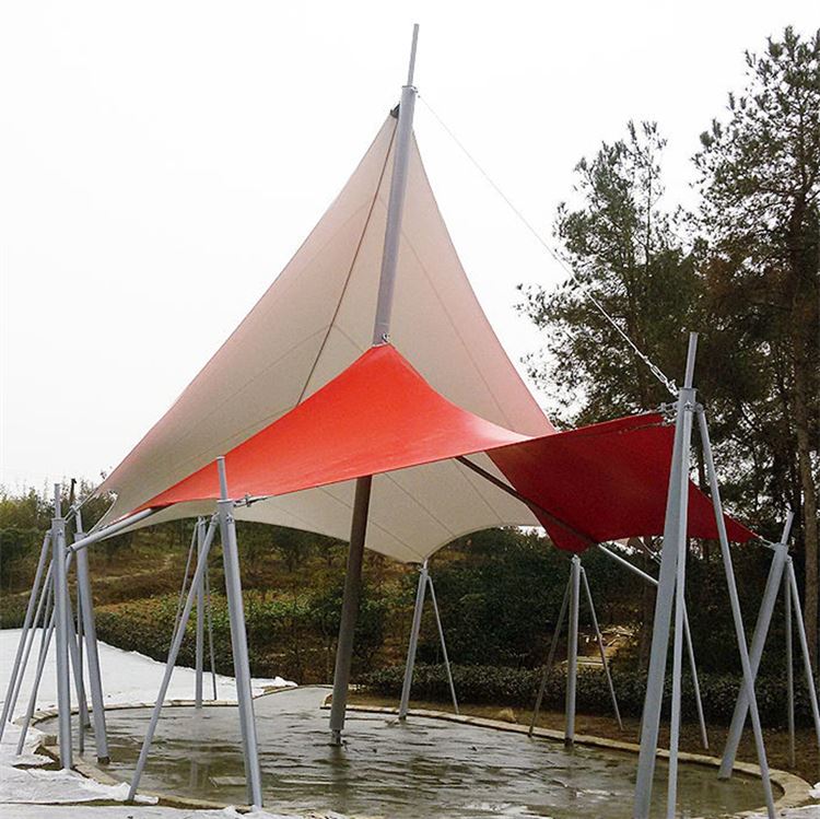 进口品牌膜材景观工程 湖畔河边观景台遮阳伞 引流设计