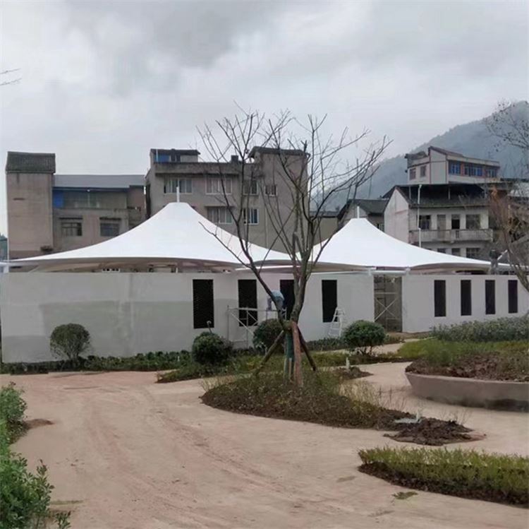 古镇景区膜结构 湖畔河边观景台遮阳伞 延长客留