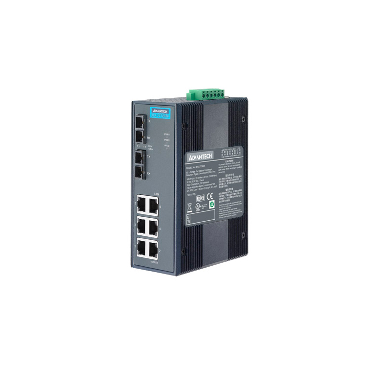 研华EKI-2728S 2光6电口单模SC光纤端口千兆网管工业以太网交换机