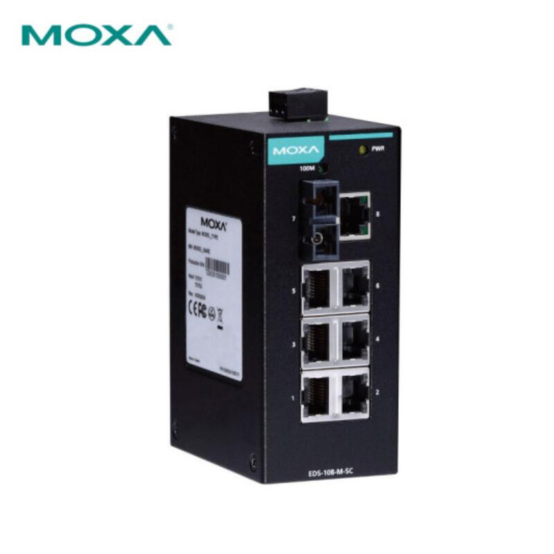 MOXA摩莎EDS-108-M-SC 8口非网管百兆工业以太网交换机1多模光口