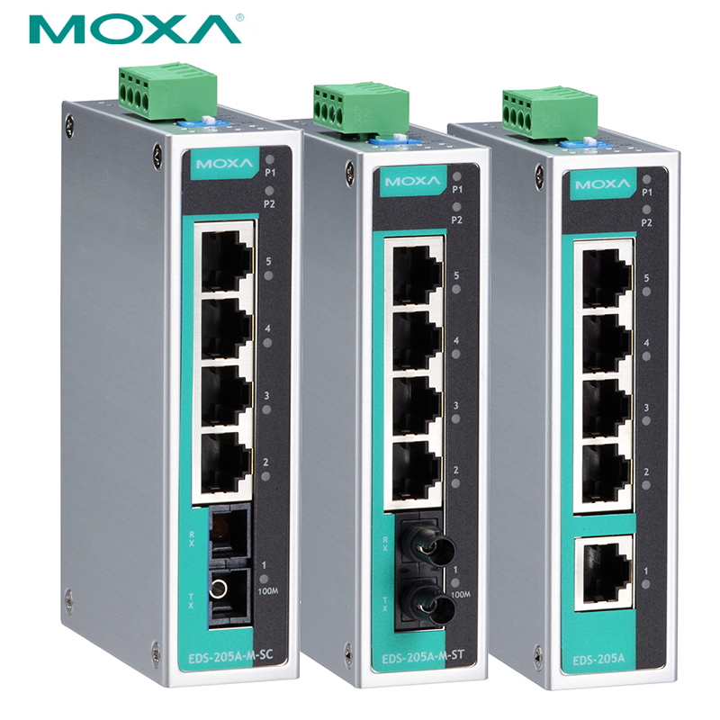 摩莎5口非网管百兆工业以太网交换机一个多模光口 EDS-205A-M-ST