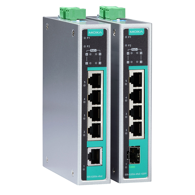 EDS-G205A-4PoE 摩莎5口全千兆非网管型工业以太网交换机POE供电