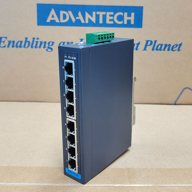 研华8端口全千兆非网管型工业以太网交换机EKI-2728 原装全新现货