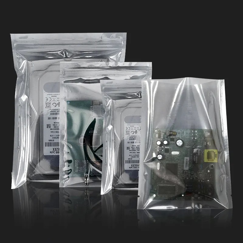 定制pe银灰色半透明屏蔽袋电子元件防静电包装自封骨链袋防静电袋