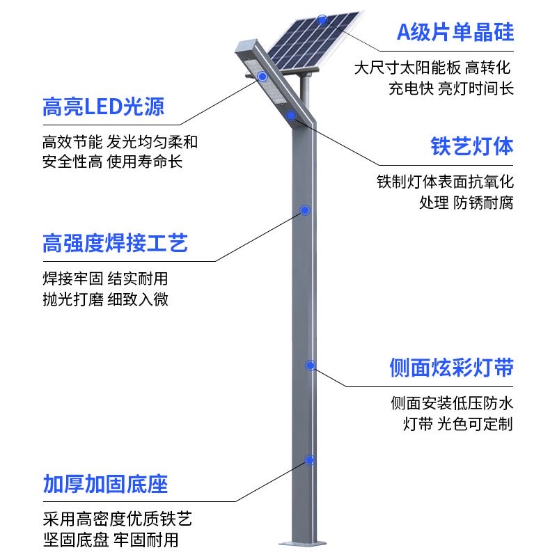 浙江耐高温一体化太阳能高杆灯 IP65 防水