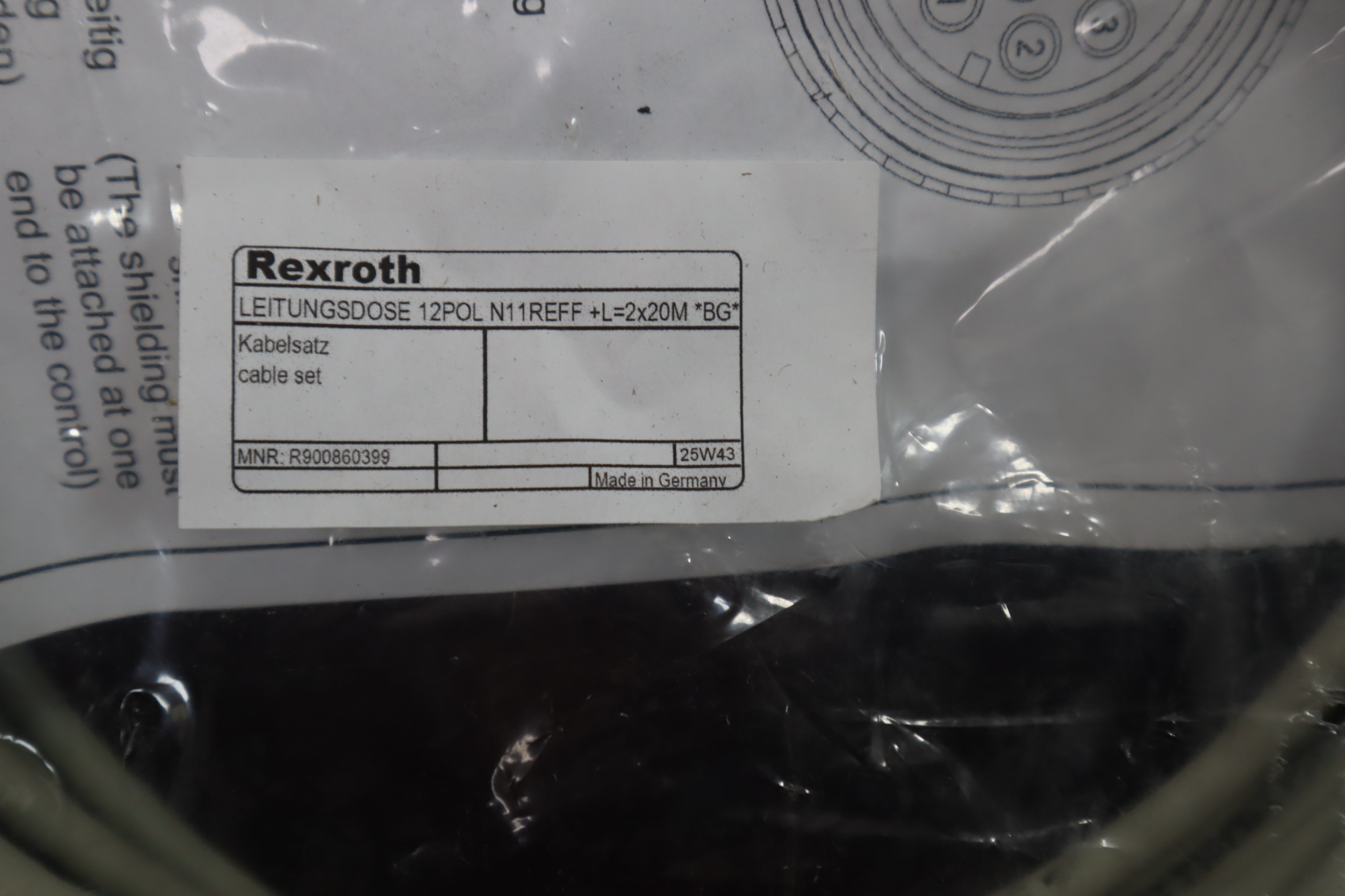 12POL N11REFF+L2*20M BG R900860399 力士乐REXROTH电缆插头