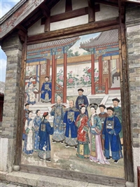 吉林乡村非遗文化墙绘 古镇古建筑彩绘 乡村祠堂古建彩绘