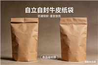 自立自封牛皮纸袋 站立不软塌，密封又省心