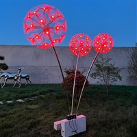 户外发光蒲公英雕塑安装实拍图