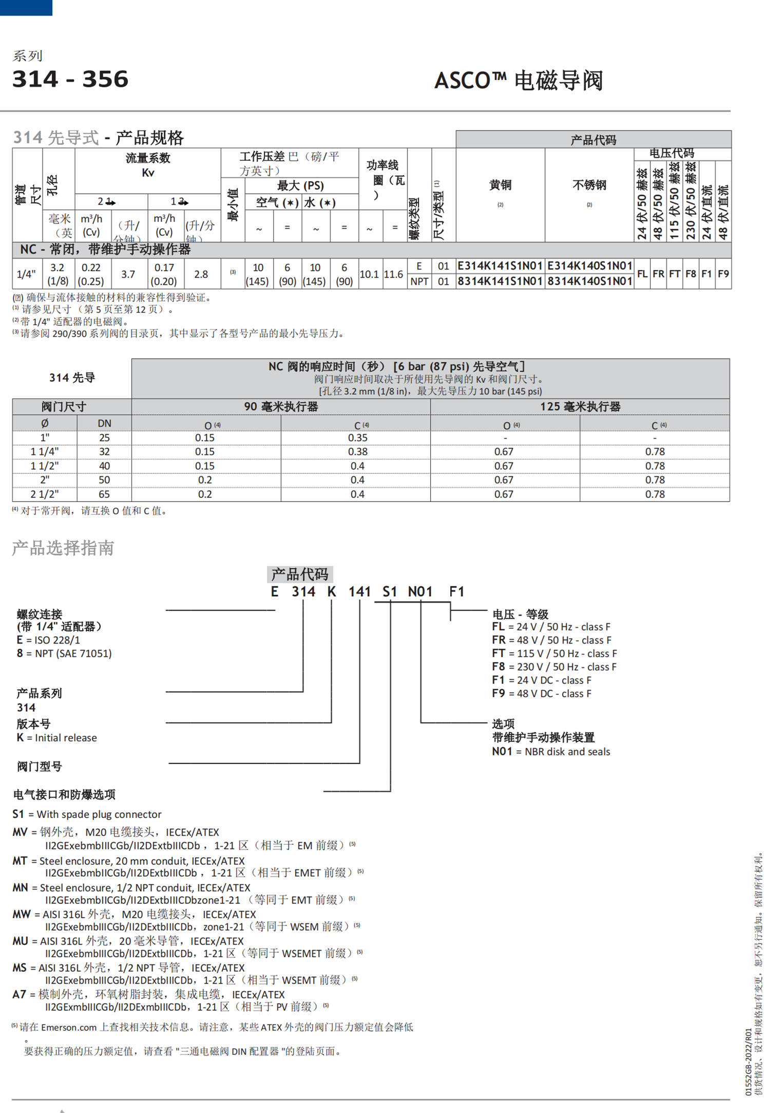 ASCO低压直动电磁阀152SA400M000061