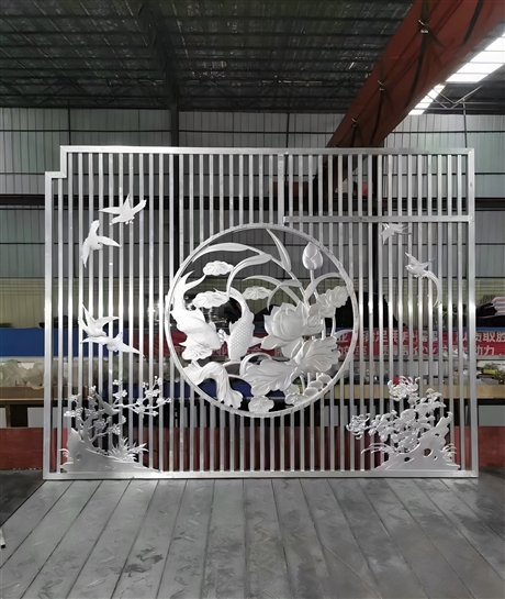 Customized new Chinese style aluminum alloy screen, rockery background wall partition, hotel lobby, landscape courtyard, garden aluminum grille