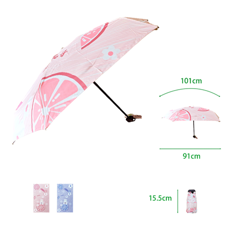 Portable series six fold flat umbrella - Pink Bear/Purple Bear
