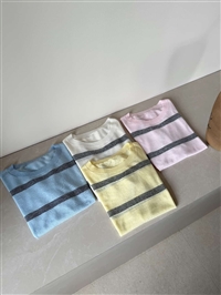 Lyocell Hanma blend striped knit sweater, moisture absorbing, breathable, antibacterial round neck top