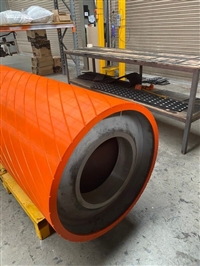 Heavy machinery polyurethane coated roller, high wear resistant orange PU rubber wheel, non-standard customized industrial roller