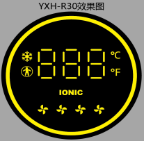 YXH-R30 circular air conditioner temperature controller display screen dual temperature display fan gear LCD digital tube module