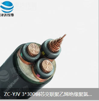 Jinda Cable ZC-YJV 3 * 300 Copper Core Cross linked Polyethylene Insulated PVC Sheathed Flame Retardant Power Cable